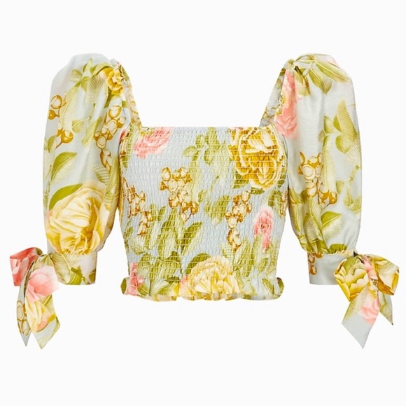 Express Tops - NWT SIze Small Express Floral Square Neck Smocked Top